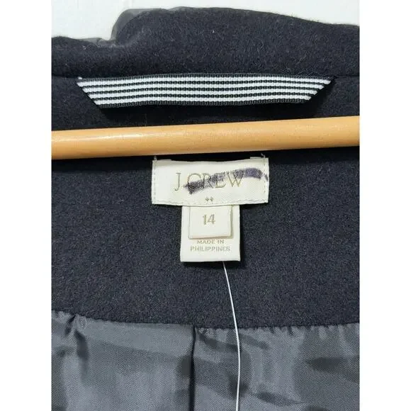 J Crew‎ Womens Toggle Wool Blend Long Coat Size 14 Black Heavyweight Winter Coat - Picture 12 of 14
